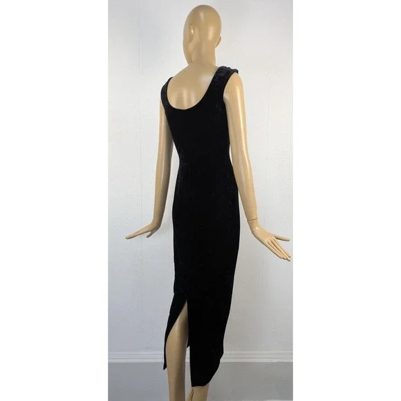 betsey johnson black velvet dress Betsey Johnson Crushed Velvet Maxi Dress With Rosettes